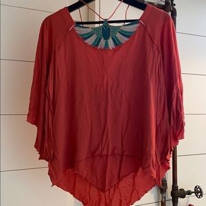 Free people orange-red shirt with detailing